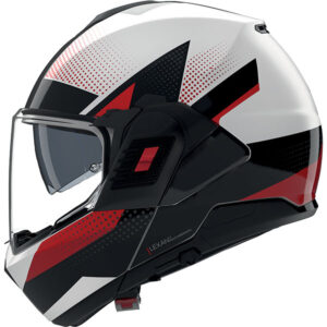 Каска Nolan N120-1 Ciclone N-Com 363 Metal White Black Red - Гланц ECE 22.06