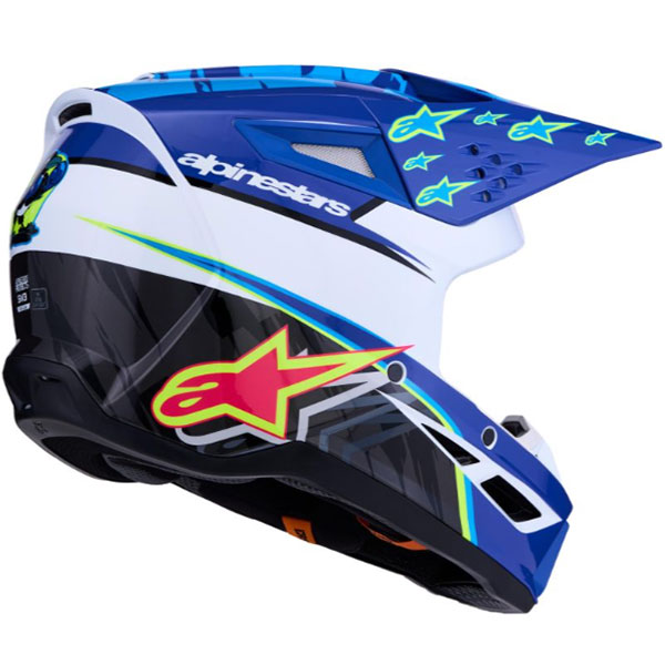 Kаска Alpinestars SM3 - Blue White Black Pink Flou Yellow Fluo Glossy ECE 22.06 - Image 2