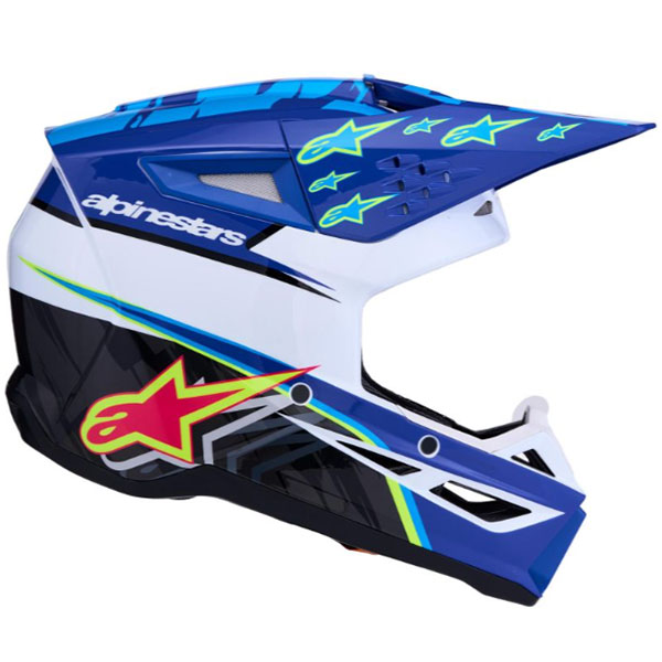 Kаска Alpinestars SM3 - Blue White Black Pink Flou Yellow Fluo Glossy ECE 22.06 - Image 3