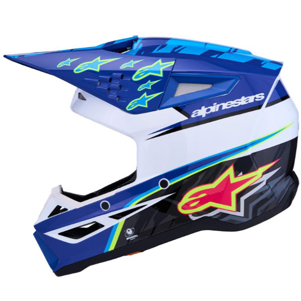 Kаска Alpinestars SM3 - Blue White Black Pink Flou Yellow Fluo Glossy ECE 22.06 - Image 4