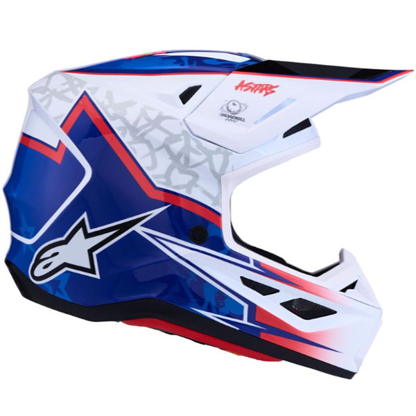 Kаска Alpinestars SM7 Blaster - White Blue Red Glossy ECE 22.06 - Image 3