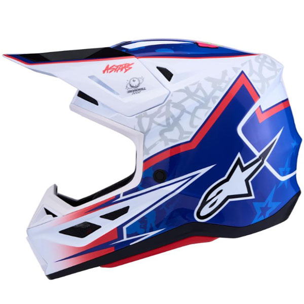 Kаска Alpinestars SM7 Blaster - White Blue Red Glossy ECE 22.06 - Image 4