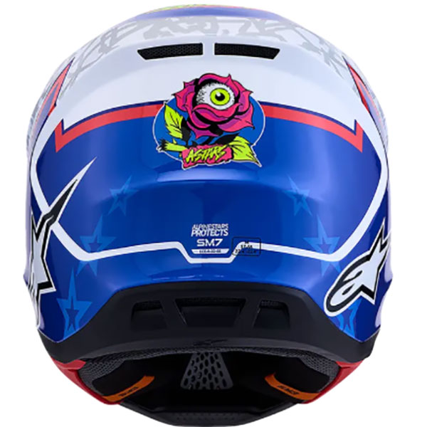 Kаска Alpinestars SM7 Blaster - White Blue Red Glossy ECE 22.06 - Image 5